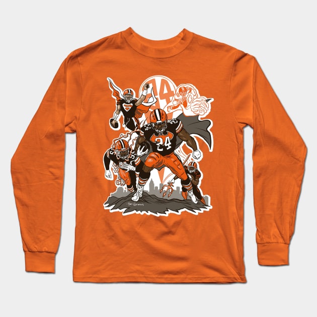 Nick Chubb Superhero Long Sleeve T-Shirt by custommagenta